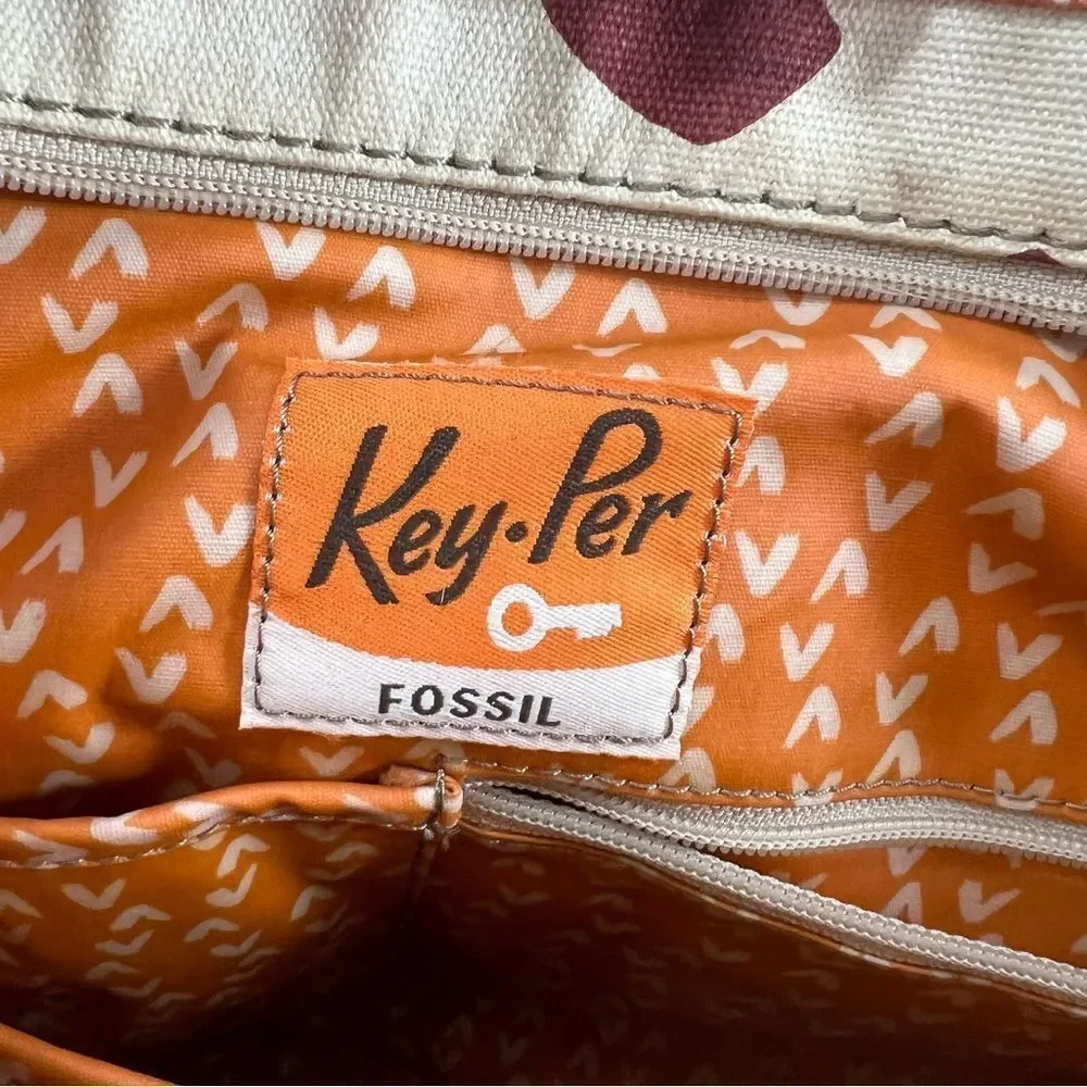Fossil Vintage Key-Per Waxed Cotton Weekender Baby Bag Abstract Retro Print